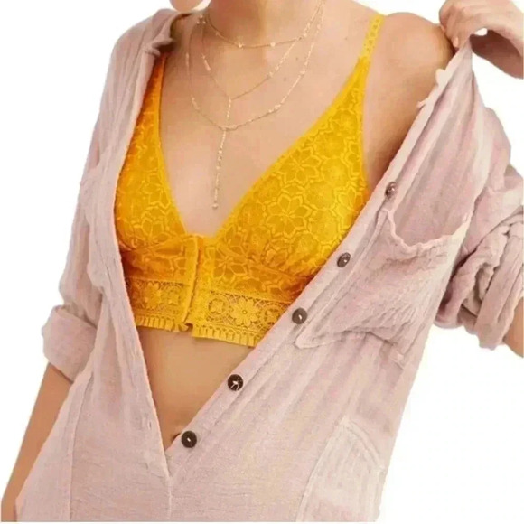Free People Intimately Women’s XS Ella Soft Lace Bra/Bralette Sardenia Sunset - Picture 3 of 13
